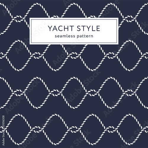 Nautical rope seamless pattern. Yacht style design. Vintage decorative background. Template for prints, wrapping paper, fabrics, covers, flyers, banners, posters and placards. Vector illustration.