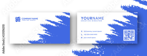 abstract royal blue business card design. business card design with abstract grunge or brush effect