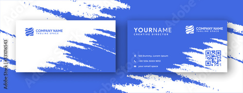 abstract royal blue business card design. business card design with abstract grunge or brush effect