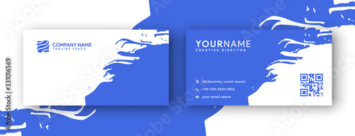 abstract royal blue business card design. business card design with abstract grunge or brush effect