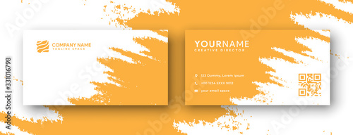yellow abstract business card with grunge or brush concept