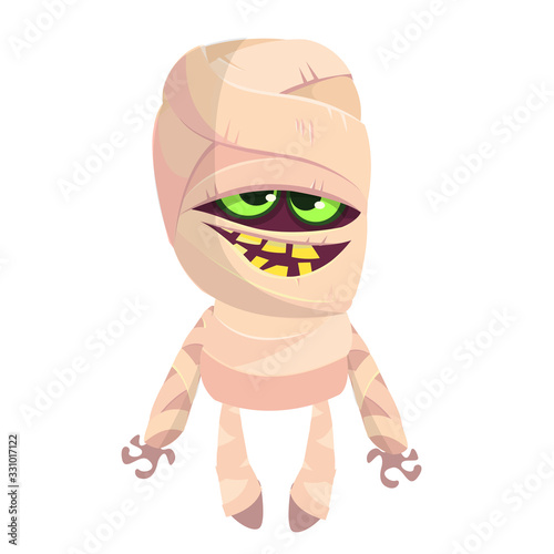 Cartoon funny mummy. Vector illustration of mummy monster for Halloween isolated.