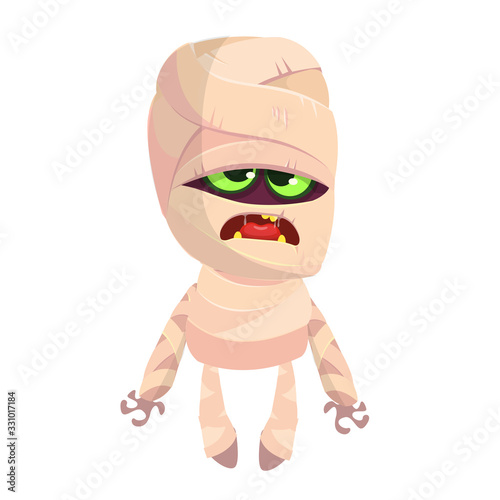 Cartoon funny mummy. Vector illustration of mummy monster for Halloween isolated.