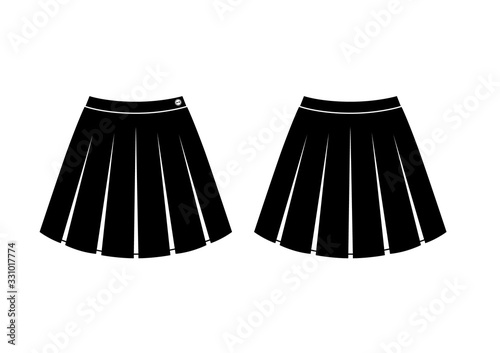 black skirt fashion flat sketch
