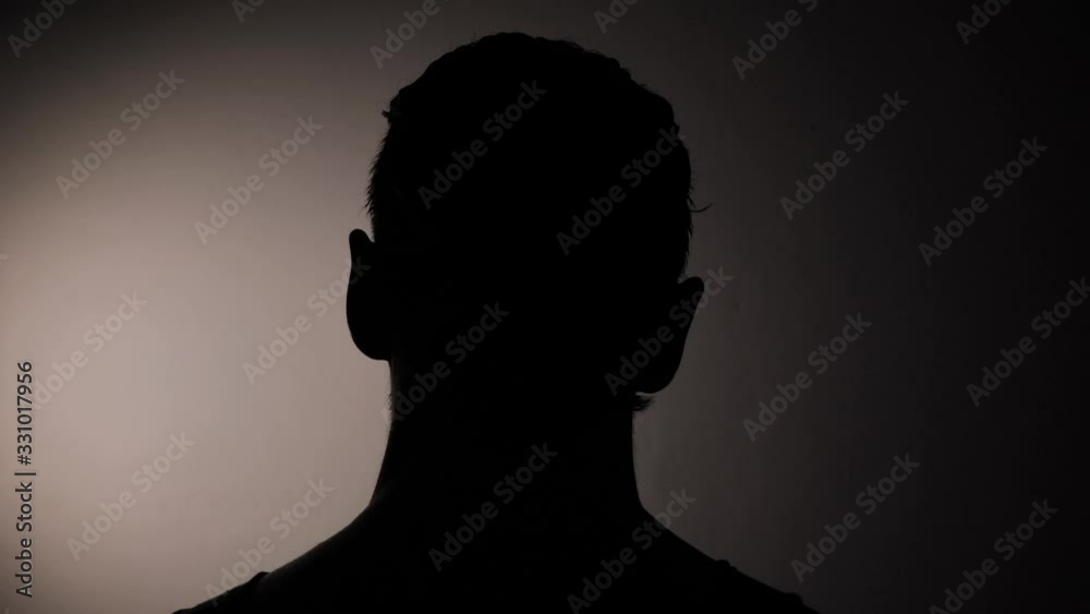 Male person silhouette over white Male person silhouette over white