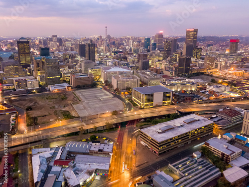 Aerial view of downtown of Johannesburg, South Africa