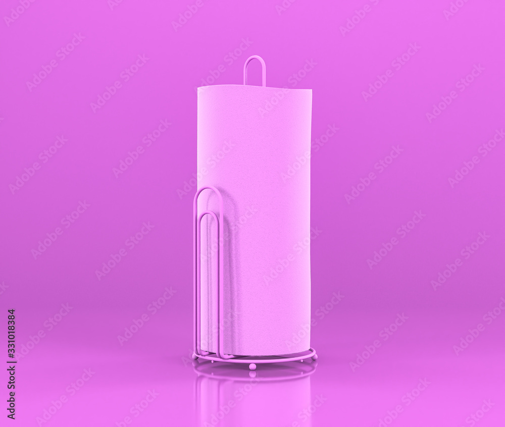 paper towel, Small kitchen appliances in flat pink color, single monochrome colors, 3d rendering paper towel, Small kitchen appliances in flat pink color, single monochrome colors, 3d rendering