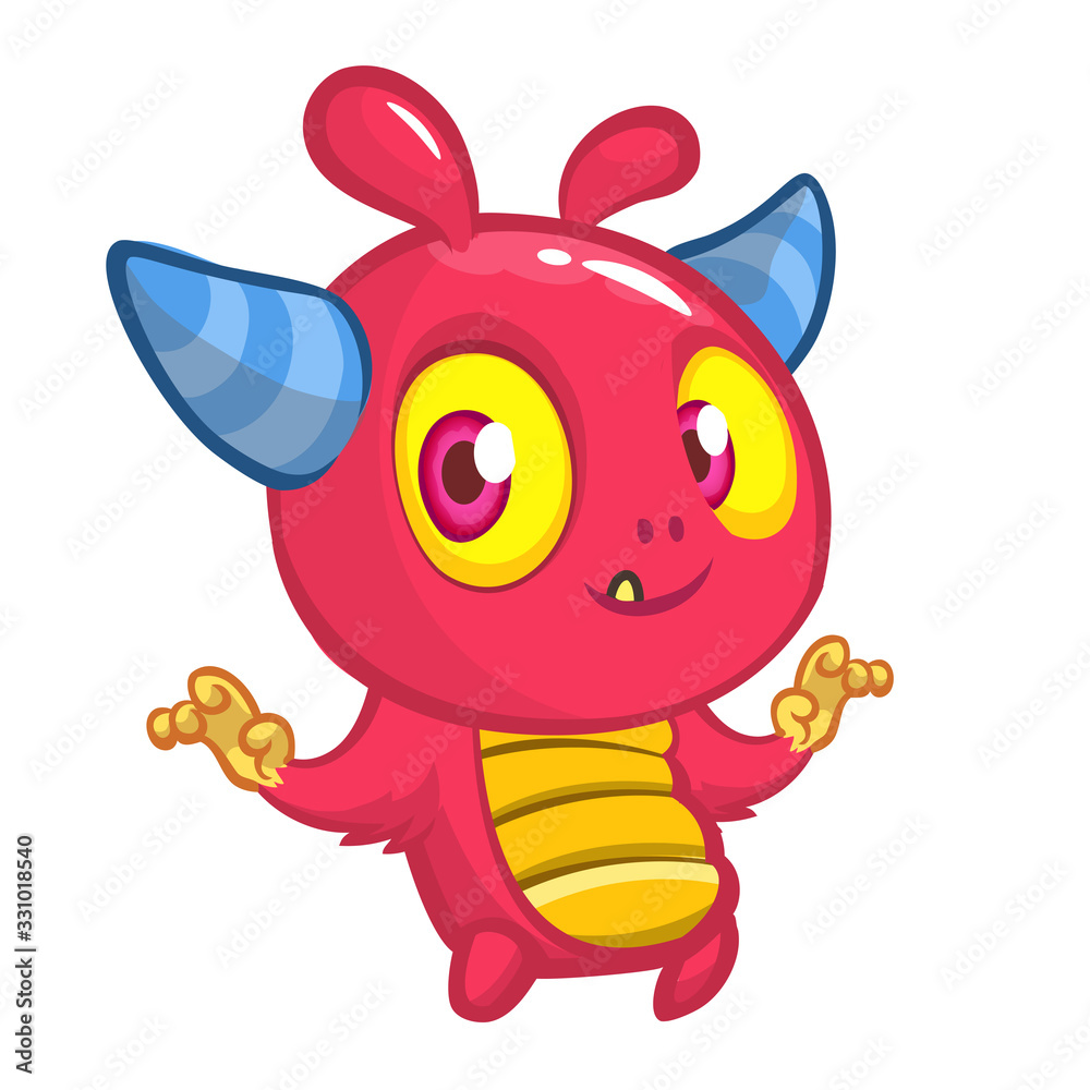 Funny cartoon monster. Vector illustration of cute monster creature. Funny cartoon monster. Vector illustration of cute monster creature.
