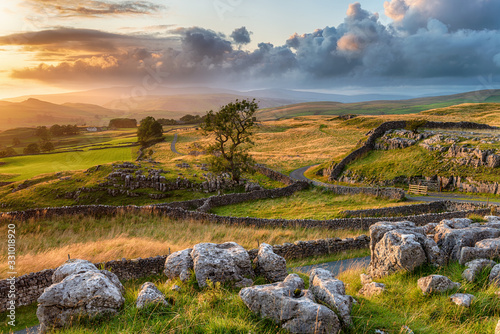 A beautiful sunset over the Yorkshire Dales National Park photo