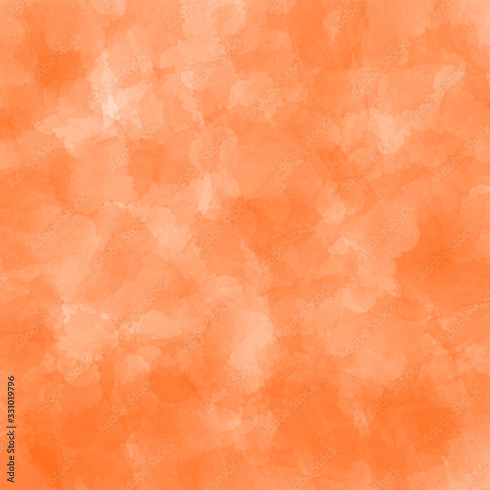 Fototapeta premium Orange watercolor abstraction on a whole sheet of paper. Fog, smoke, cloud, texture. Place for text.