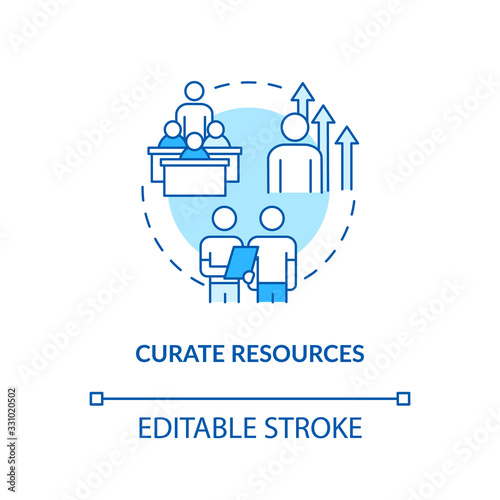 Agency resource curation concept icon. HR management idea thin line illustration. Staff training and workflow organization. Vector isolated outline RGB color drawing. Editable stroke
