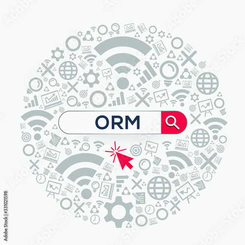 Creative colorful logo , ORM mean (online reputation management) .