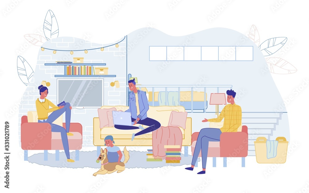 Happy Family Spending Time in Home Living Room Happy Family Spending Time in Home Living Room