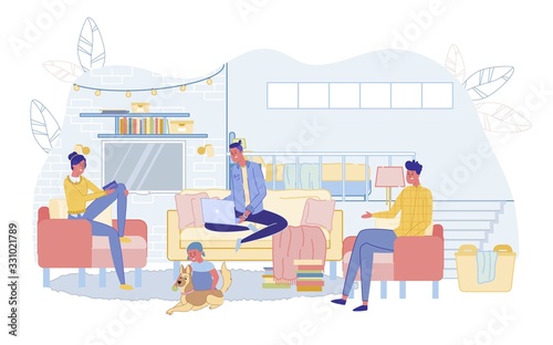 Happy Family Spending Time in Home Living Room