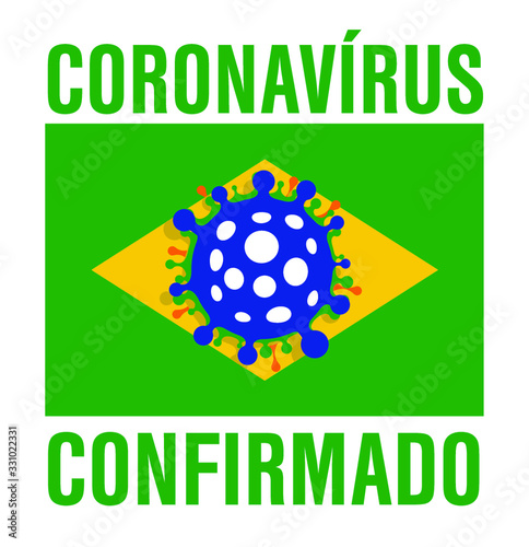 Coronavirus Icon Cell COVID 19 New Infection Influenza Dangerous China Vector Isolated Brazil Flag