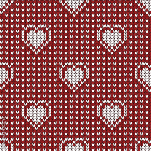 Knitted seamless pattern hearts
