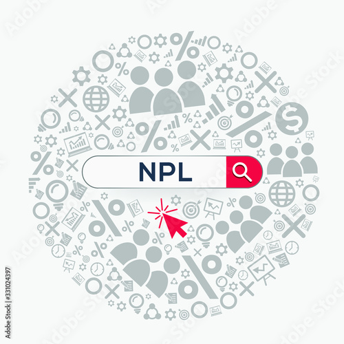 NPL mean (non performing loan) Word written in search bar ,Vector illustration.