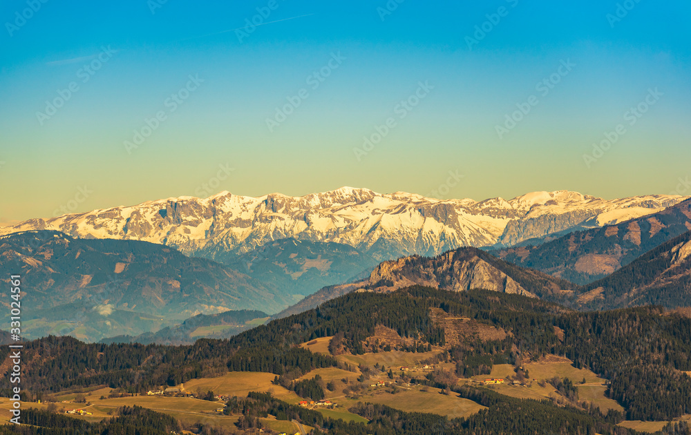View from Shockl mountain in Graz. Tourist spot in Graz Styria.