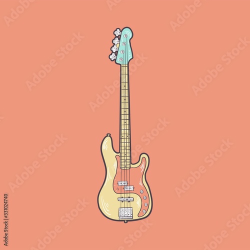 bass guitar music instrument illustrated