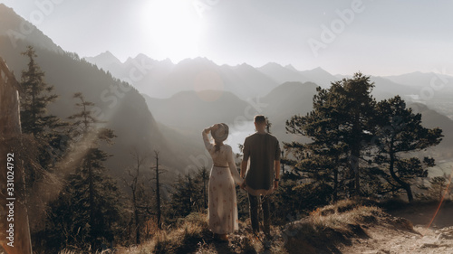 young couple in the mountains