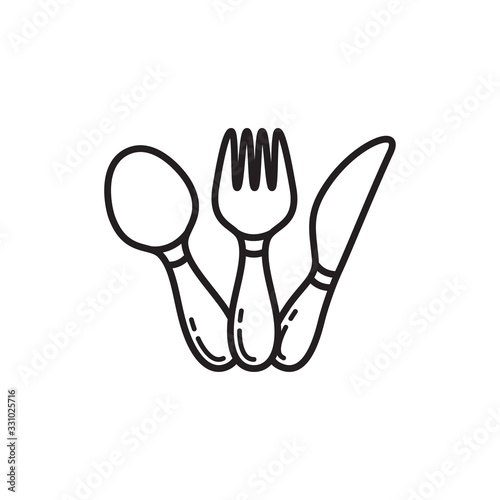 fork icon with spoon and knife icon in trendy flat style 