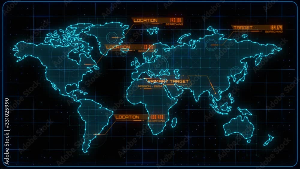 Blue Earth World Map HUD Screen Display Graphic Element