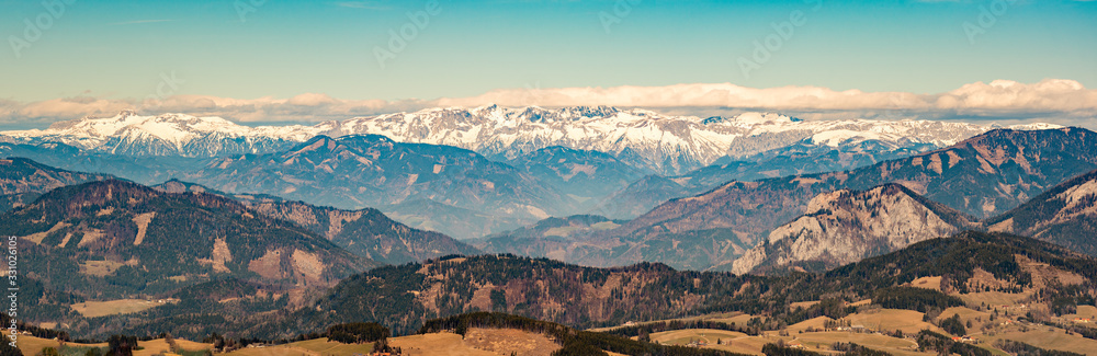 Panorama from Shockl mountain in Graz. Tourist spot in Graz Styria.