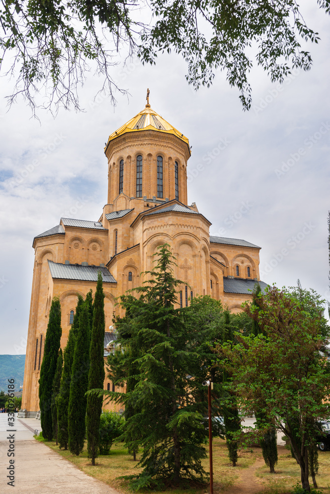 The Cathedral of Saint Trinity (Sameba) in the Old Town of Tbilisi.