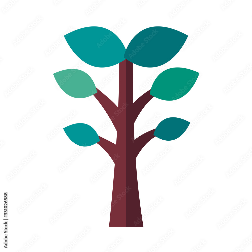 tree plant forest with leafs flat style icon tree plant forest with leafs flat style icon