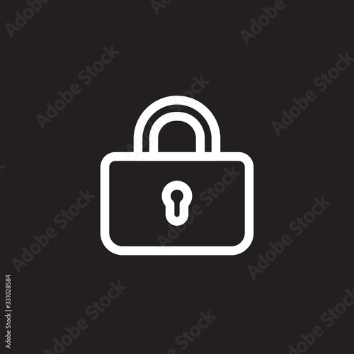 padlock or lock icon isolated on black background