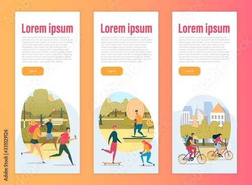 Active Lifestyle Fans Flat Vector Web Pages Set