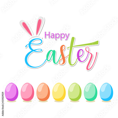Happy Easter card. Set of  Easter eggs  on a white background.  Vector isolated Illustration. 