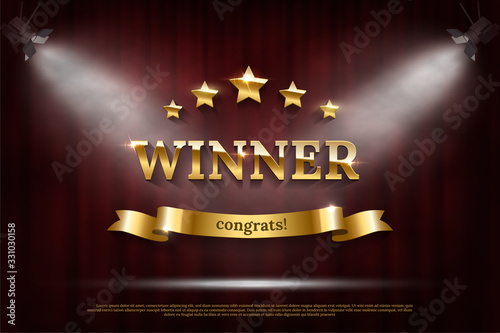 Vector realistic mockup sign Winner congrats