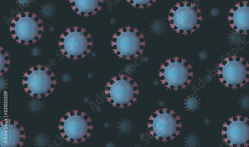 illustration of coronavirus close up on black background