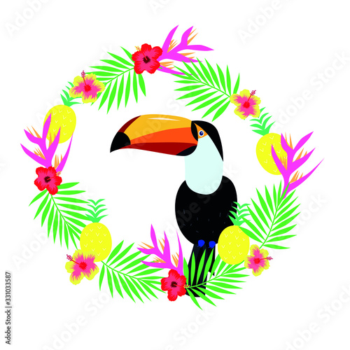 Toucan, Tropical Bird, Hello Summer, Art Illustration