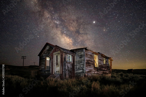 Star Trails and Milky Way California Eastern Sierras in Bodie photo