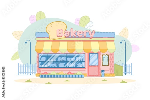 Bakery Shop Facade Building with City Location