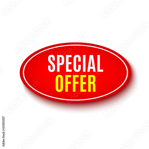 Special offer red banner. Vector illustration.