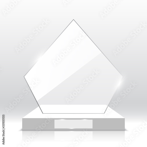 Empty glass trophy award. Vector illustration.