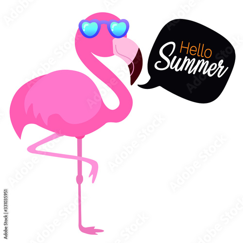 Flamingos  Tropical Bird  Hello Summer  Art Illustration