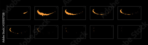 Shine dust animation effect. shiny trail effect sprite sheet. frame by frame ready classic animation sprite sheet for game, cartoon, video, animation or motion