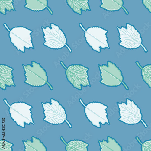 Silver poplar tree leaf seamless vector pattern. Doodle botanical illustration background.