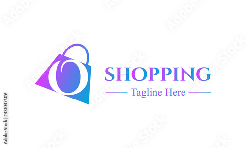 Abstract letter O with on shopping bag. Abstract shopping logo. Online shop logo