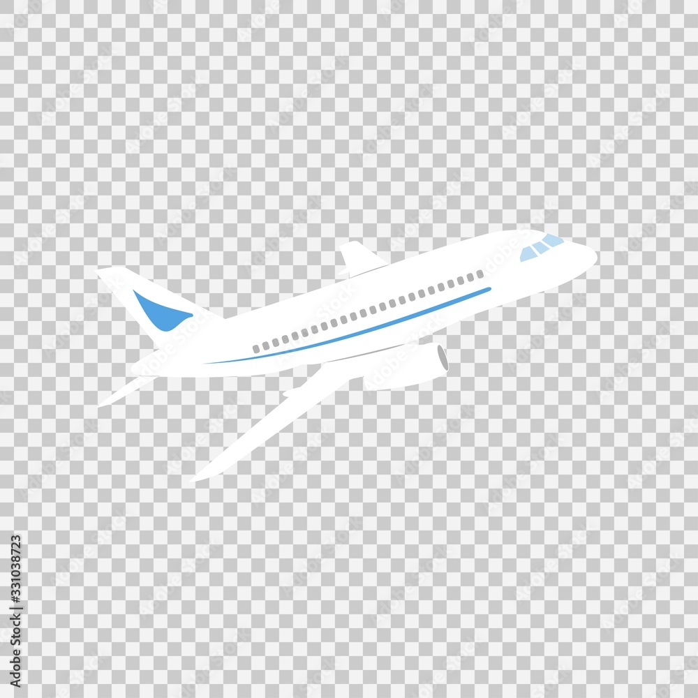 Airplane sign vector icon on a transparent background. Airport airplane illustration. Business concept simple flat pictogram on a white background.