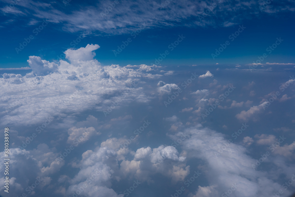 Sky view through the plane window Sky view through the plane window
