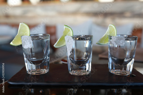 Three glasses of tequila photo