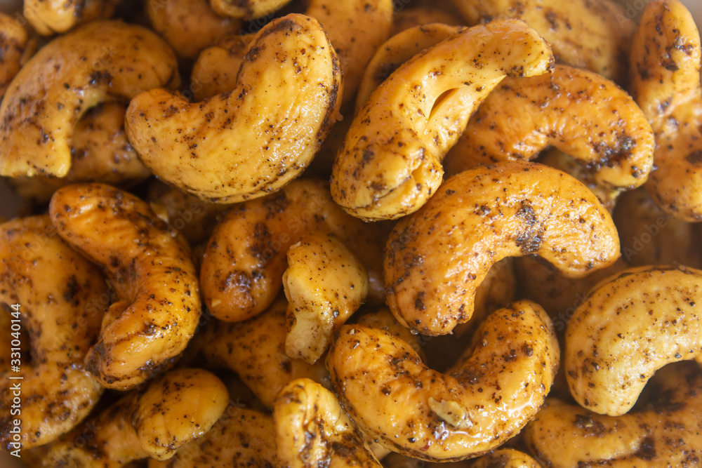 Roasted cashew nuts with salt and black pepper mix.