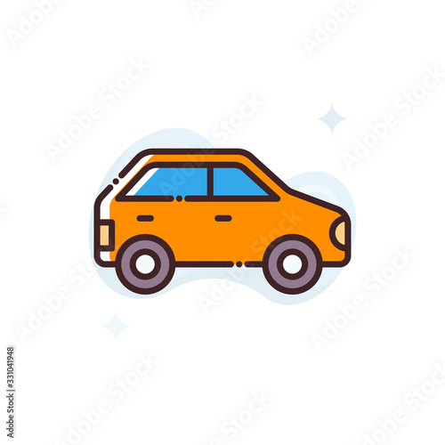 Car Filled Outline Vector Icon Illustration.
