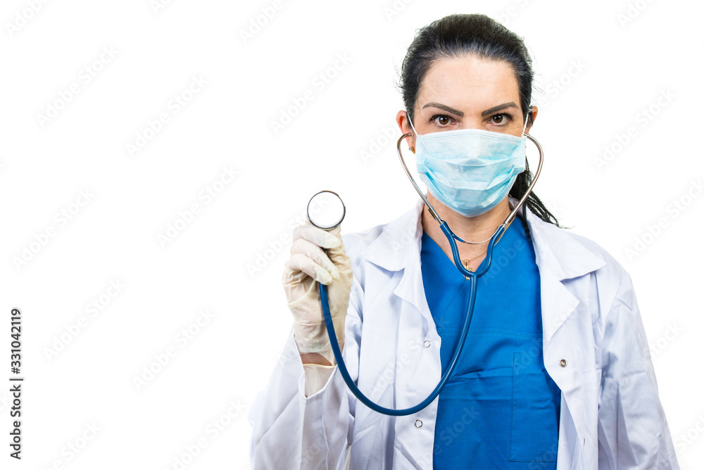 Friendly Doctor woman shwoing stethoscope Friendly Doctor woman shwoing stethoscope