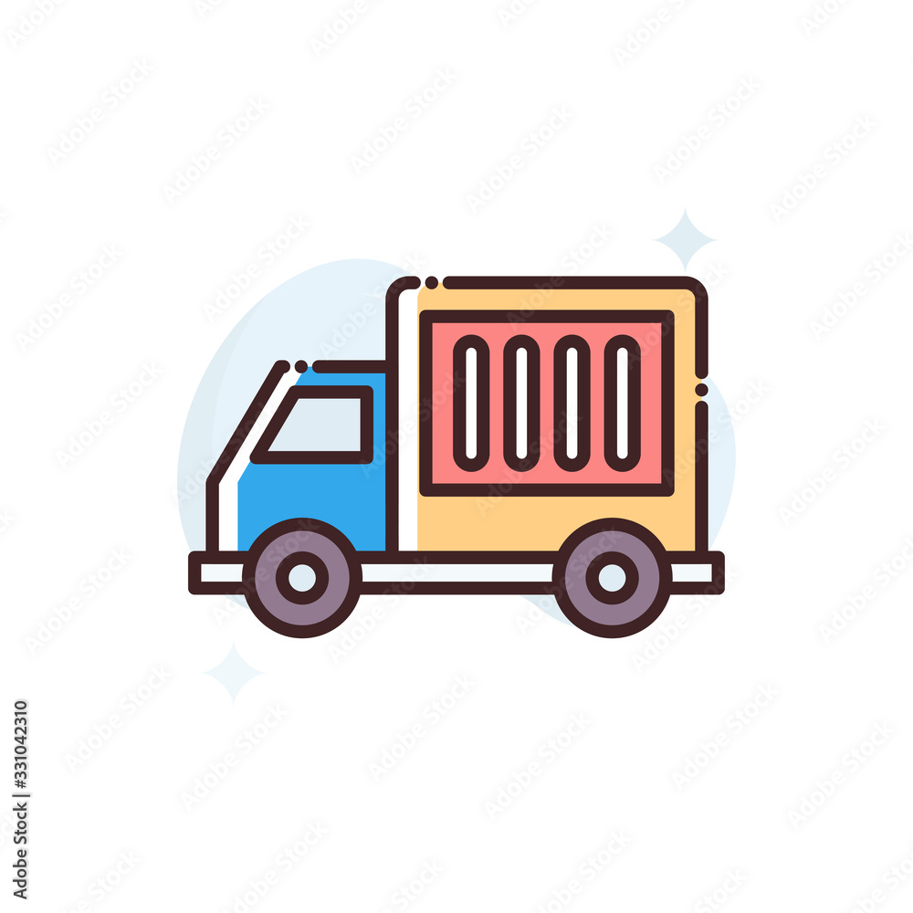 Delivery Van Filled Outline Vector Icon Illustration. Delivery Van Filled Outline Vector Icon Illustration.